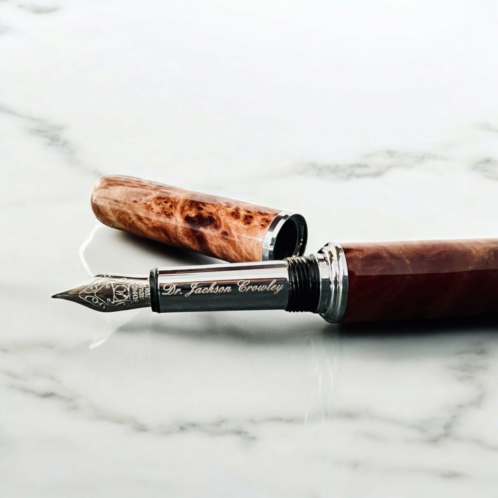 Gravure sur stylo en métal