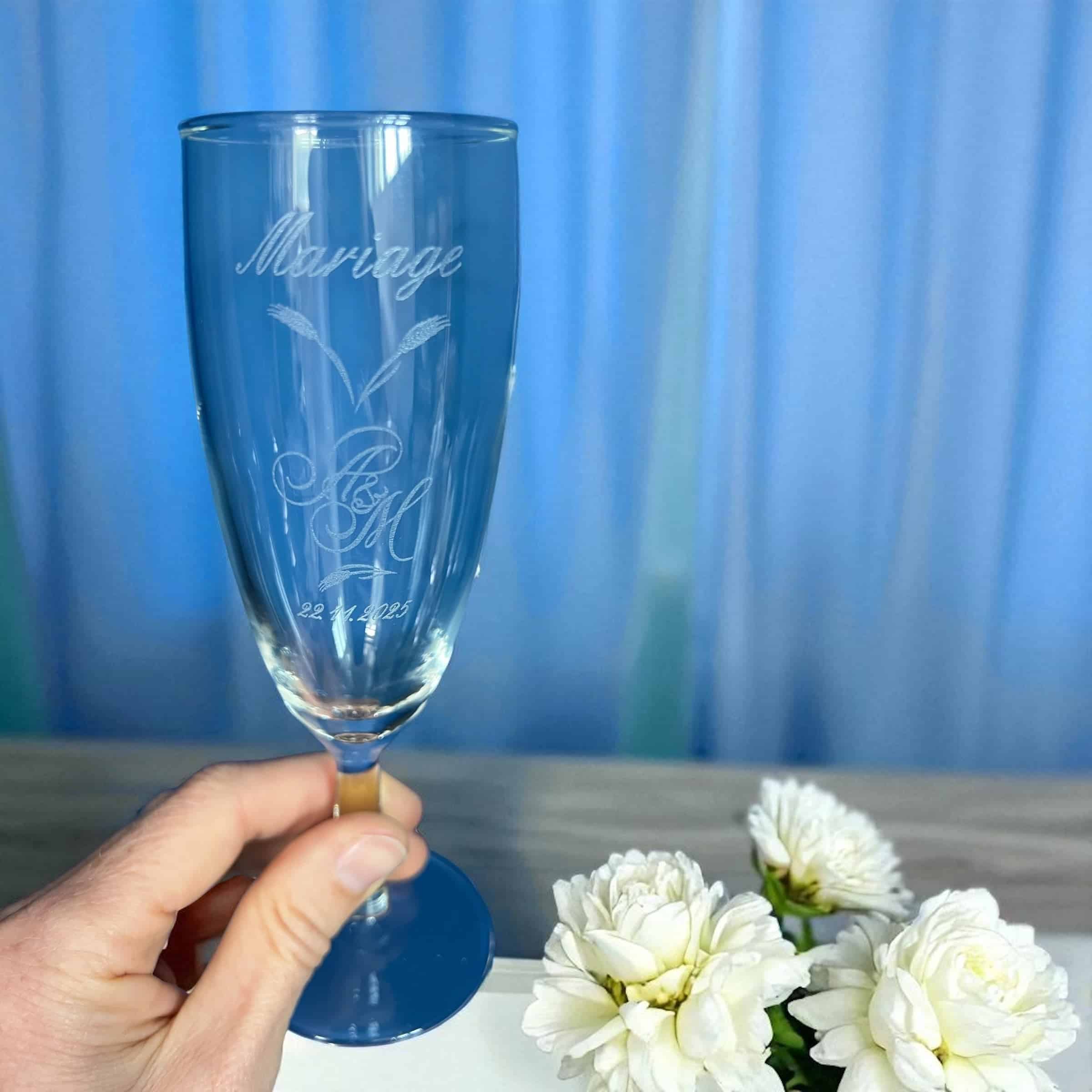 Gravure sur verre / coupe de champagne pour vos évènements